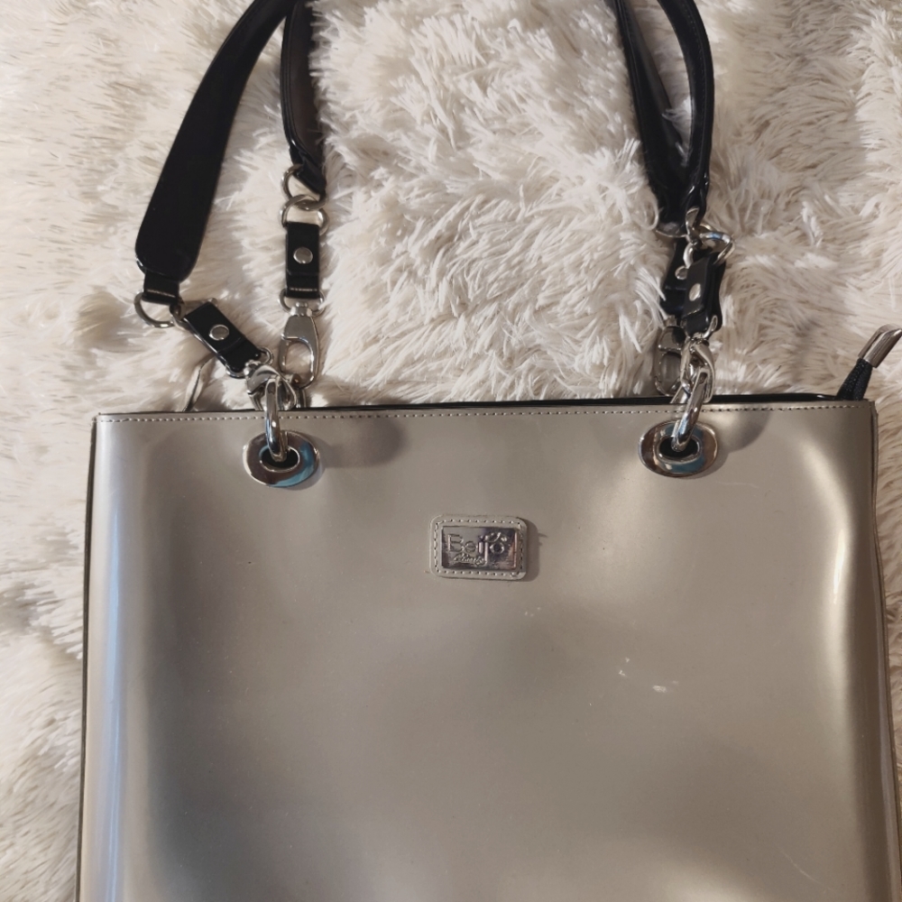 NEW Beijo Purse (Platinum) w/ Interchangeable Handles, Wallet & Dust Bag